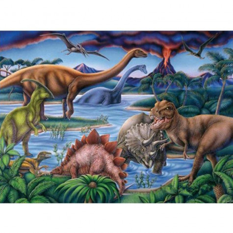 Diamantový obrázek malování 30x40cm - Dinosauři