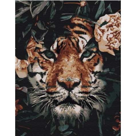 Diamantový obrázek malování 30x40cm - Tygr v listech