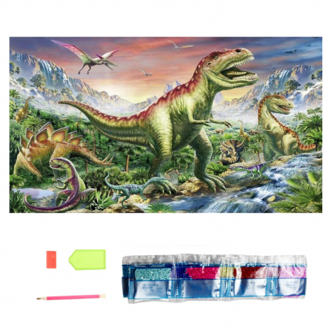 Diamantový obrázek malování 30x40cm - T-Rex a dino svět