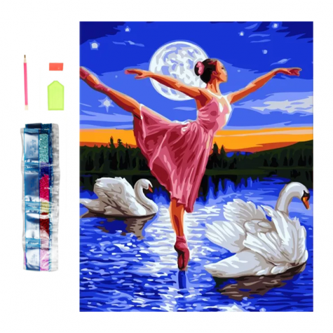 Diamantový obrázek malování 30x40cm - Baletka a labutě