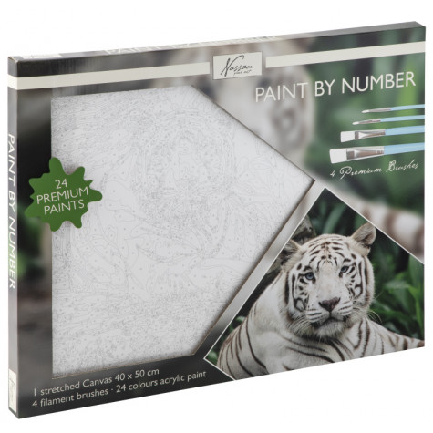 Malování podle čísel na plátno 40x50cm - Bílý tygr