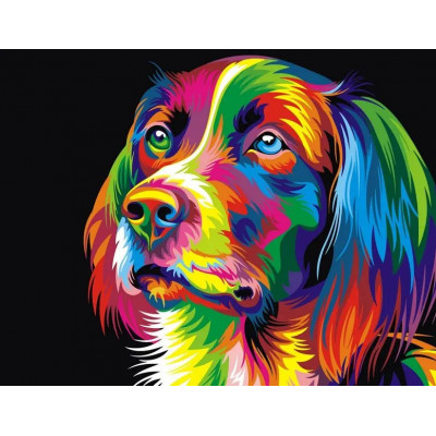 Malování podle čísel na plátno 40x50cm - Pes barevný