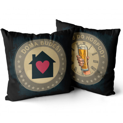 Polštář oboustranný 40 x 40 cm - Doma budeš