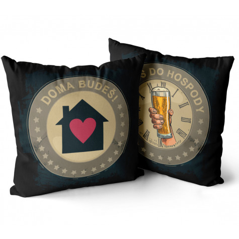Polštář oboustranný 40 x 40 cm - Doma budeš ~ 1