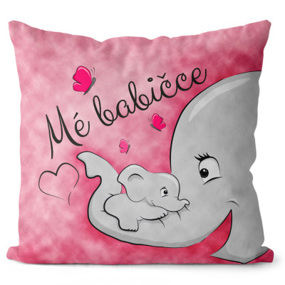 Polštář oboustranný 40 x 40 cm - Mé babičce - sloni