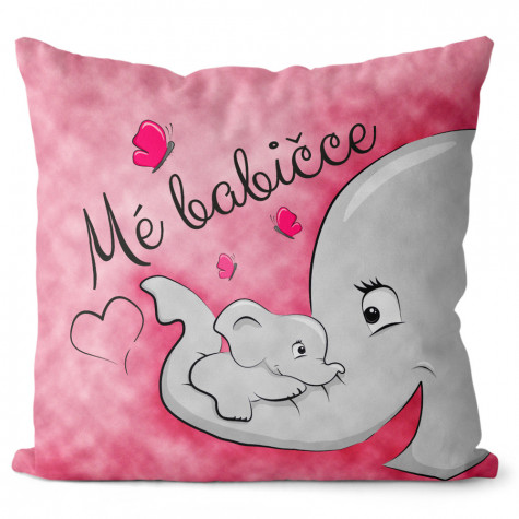 Polštář oboustranný 40 x 40 cm - Mé babičce - sloni ~ 1