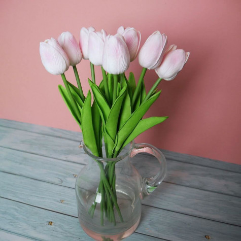 Umělé tulipány 10 ks - světle růžové ~ 1
