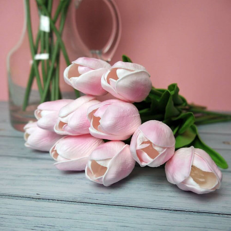 Umělé tulipány 10 ks - světle růžové ~ 3