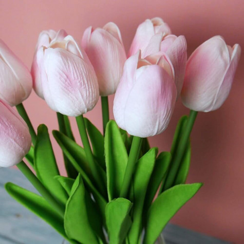 Umělé tulipány 10 ks - světle růžové ~ 4
