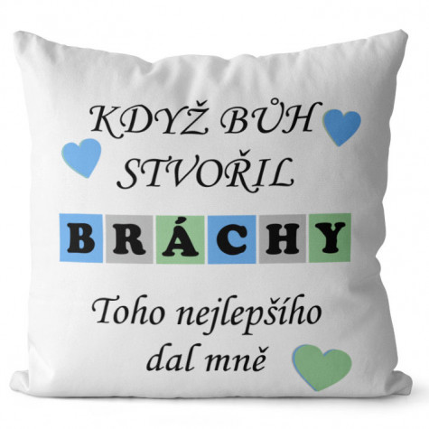 Polštář 40 x 40 cm - Když bůh stvořil bráchy ~ 1