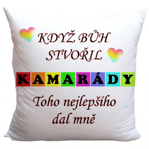 Polštář 40 x 40 cm - Když bůh stvořil kamarády ~ 1