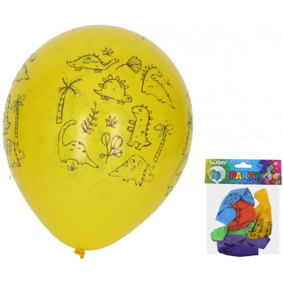 Wiky Balónek nafukovací 30 cm Dinosauři - 5 ks