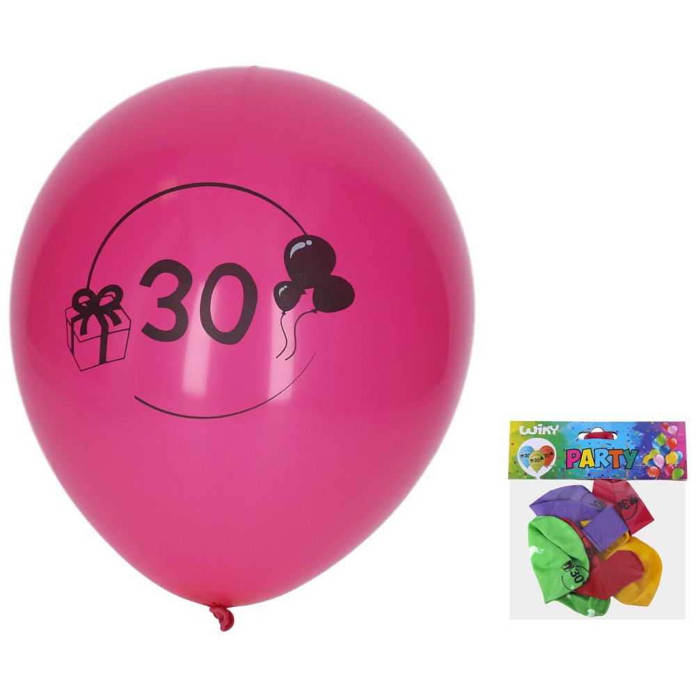 Wiky Balónek nafukovací 30 cm s číslem 30 - 5 ks