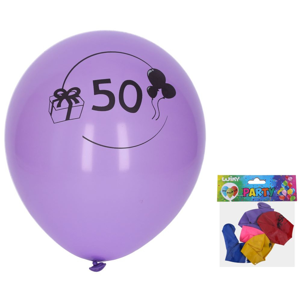 Wiky Balónek nafukovací 30 cm s číslem 50 - 5 ks