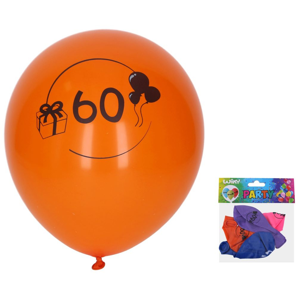 Wiky Balónek nafukovací 30 cm s číslem 60 - 5 ks