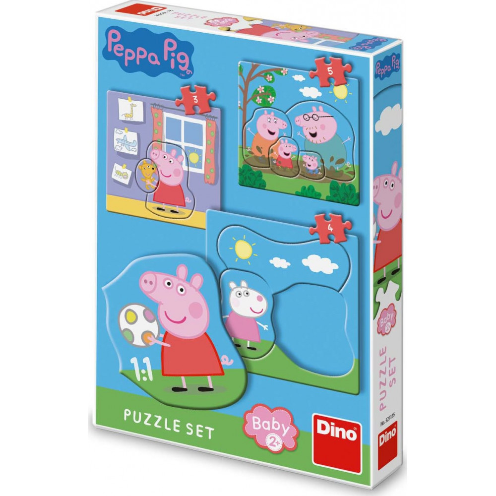 Dino Peppa Pig: Rodina baby puzzle 3, 4, 5 dílků