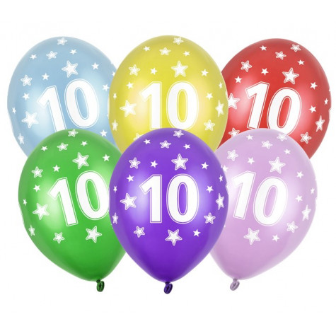 Narozeninové balónky 6 ks - číslo 10