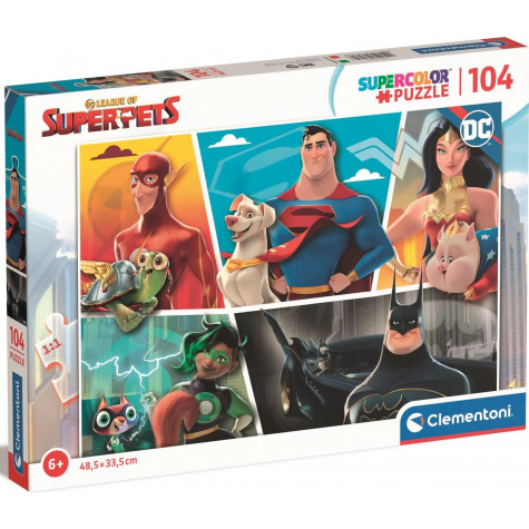 CLEMENTONI Puzzle DC Supermazlíčci koláž 104 dílků ~ 1