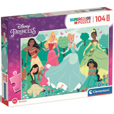 CLEMENTONI Puzzle Supercolor Disney princezny MAXI 104 dílků
