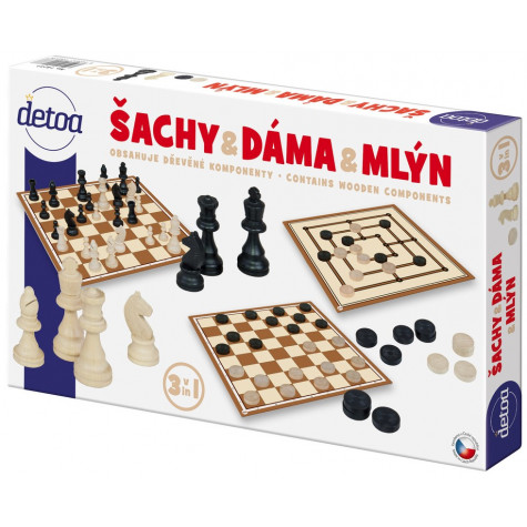Detoa Šachy a dáma dřevěné ~ 1