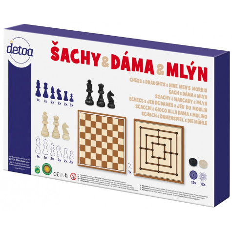 Detoa Šachy a dáma dřevěné ~ 2