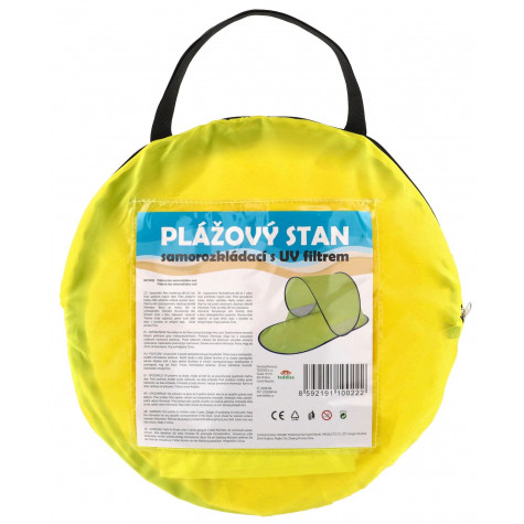 Stan plážový s UV filtrem 140x70x62cm samorozkládací ovál - žlutý ~ 2