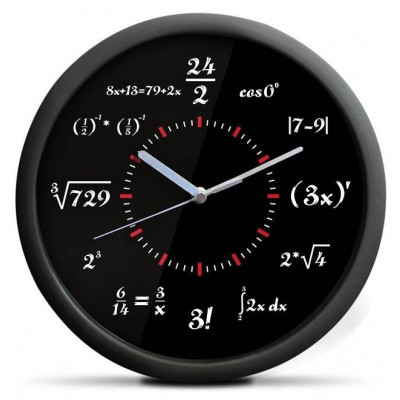 Matematické hodiny - klasik černé