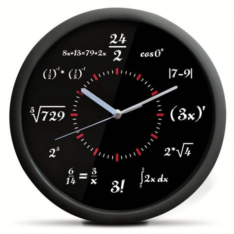 Matematické hodiny - klasik černé
