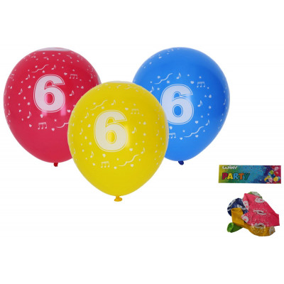Wiky Balónek nafukovací 30 cm s číslem 6 - 5 ks