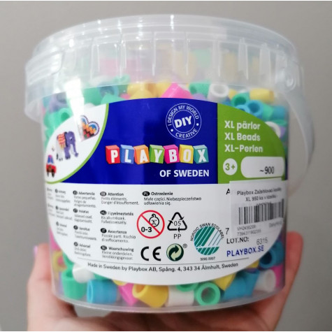 Playbox Zažehlovací korálky XL 900 ks v kbelíku - pastelové ~ 3