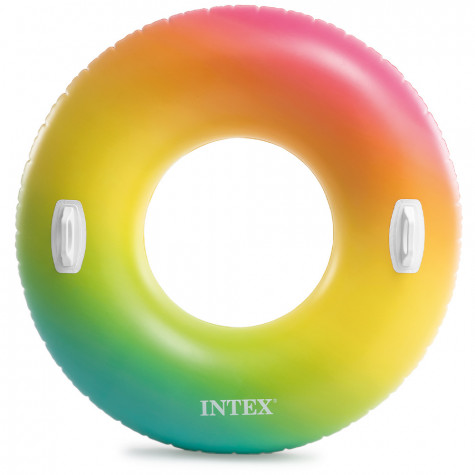 Intex 58202 Kruh nafukovací s úchyty 122 cm - duhový