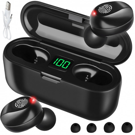 Izoxis 16154 Bezdrátová bluetooth sluchátka s powerbankou - černé ~ 1
