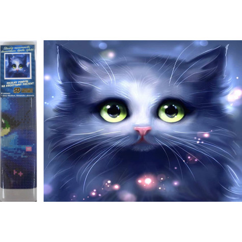 Diamantový obrázek malování 30x40cm - Vyděšená kočka