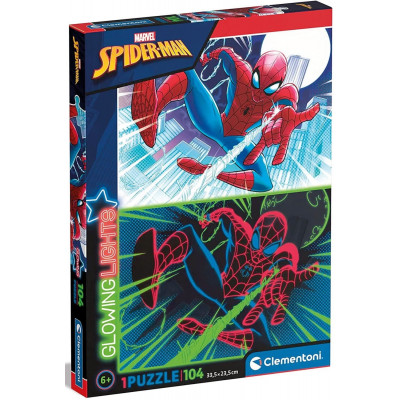 CLEMENTONI Svítící puzzle Marvel: Spiderman 104 dílků