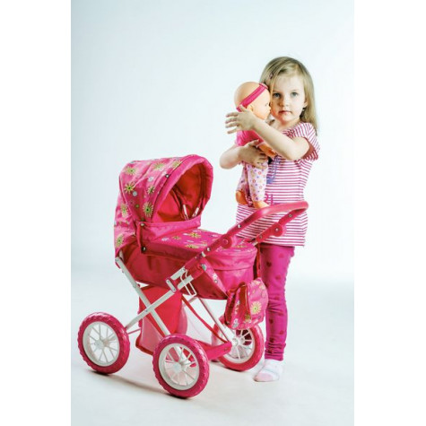 Kočárek pro panenky růžový 56x36,5x64cm