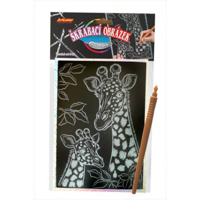 Artlover Škrabací obrázek 20x15cm Holografický - žirafy