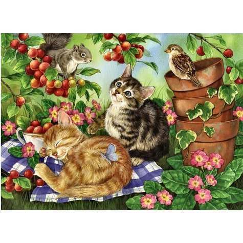 Diamantový obrázek malování 30x40cm - Kočky na dece ~ 2