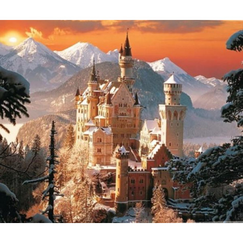 Diamantový obrázek malování 30x40cm - Neuschwanstein v zimě ~ 2