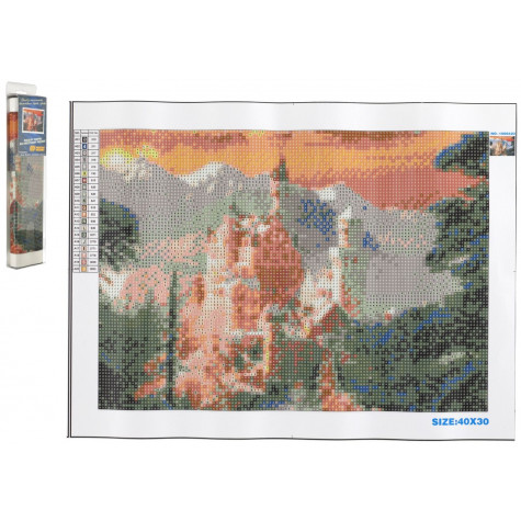 Diamantový obrázek malování 30x40cm - Neuschwanstein v zimě ~ 3