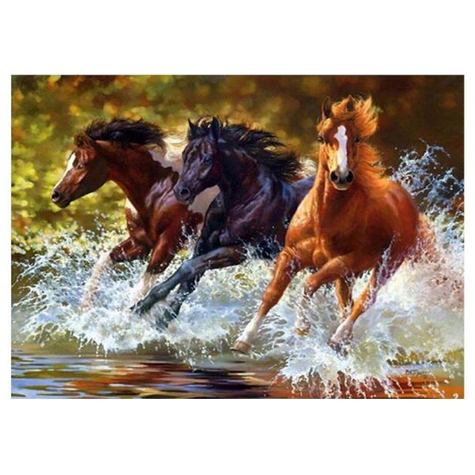 Diamantový obrázek malování 30x40cm - Koně v řece