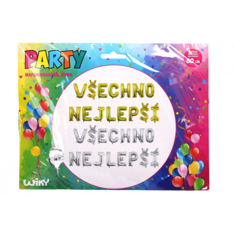 Wiky Balónky nafukovací nápis - Všechno nejlepší - zlatý ~ 1