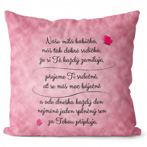 Polštář oboustranný 40 x 40 cm - Mé babičce - sloni ~ 2