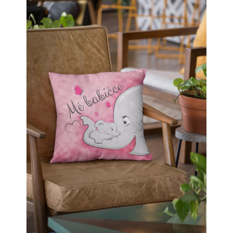 Polštář oboustranný 40 x 40 cm - Mé babičce - sloni ~ 4