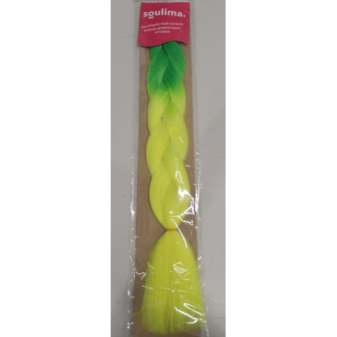Soulima 10344 Syntetické vlasy příčesek - Ombré zelený neonový ~ 2