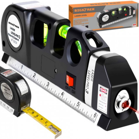 Bigstren 21747 Laserová vodováha se zabudovaným metrem 250cm ~ 1