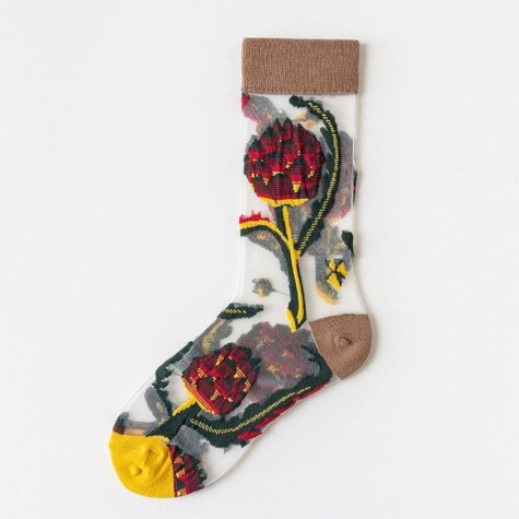 Květinové ponožky - Dračí ovoce - vel. uni