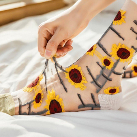 Květinové ponožky - Slunečnice - vel. uni