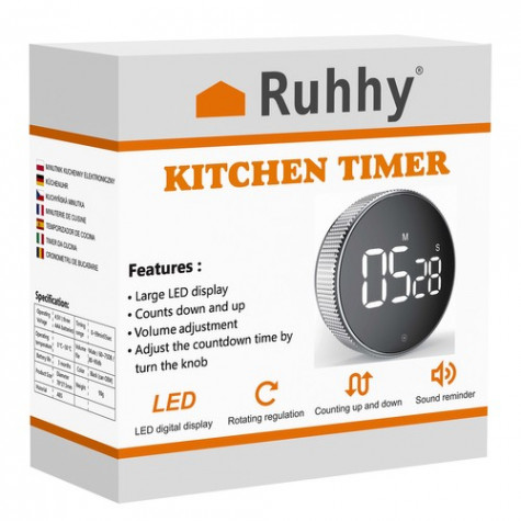Ruhhy 22052 Kuchyňská minutka LED digitální - černá ~ 5