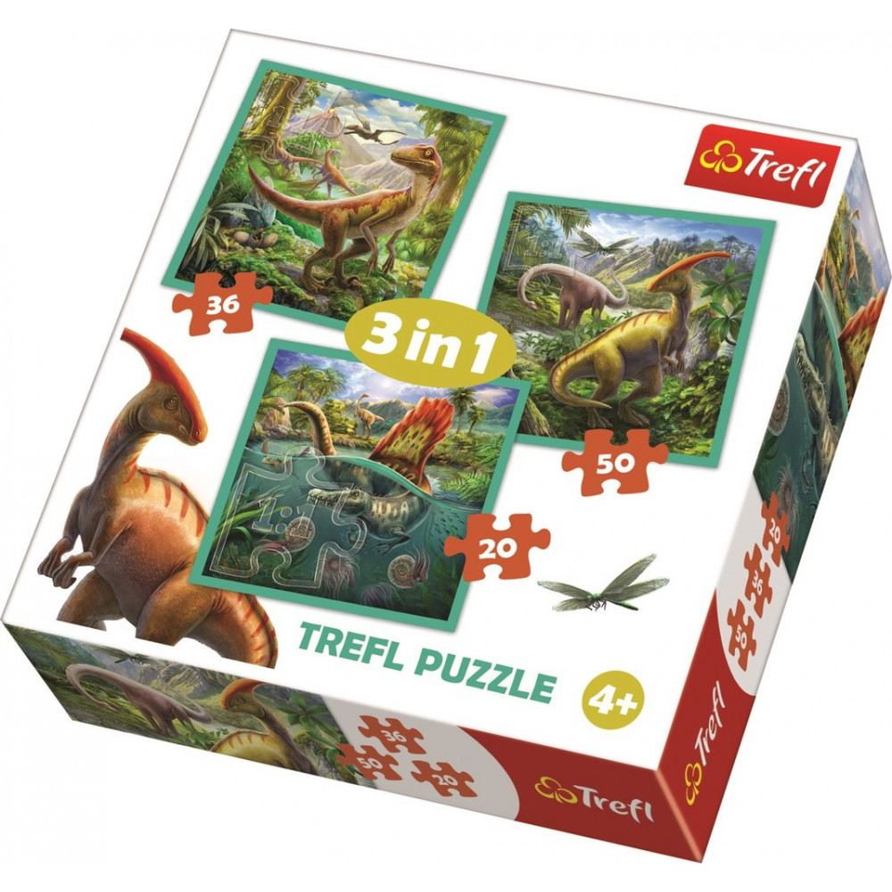 Trefl Puzzle 3v1 Svět Dinosaurů 20, 36, 50 dílků