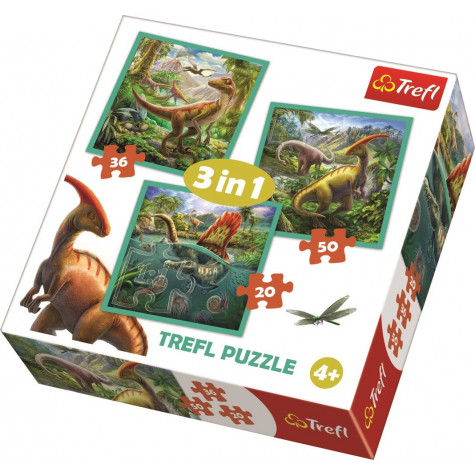 Trefl Puzzle 3v1 Svět Dinosaurů 20, 36, 50 dílků